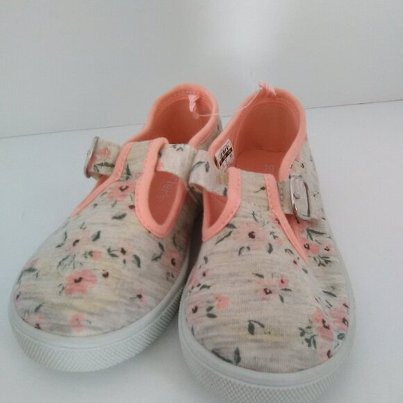 Carter's Girls Slip On/Off Shoe Color Tan/Peach Floral Pattern Big Size … - Picture 8 of 8